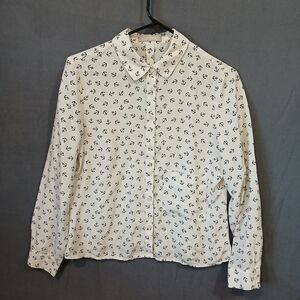 Stefanel Shirt Womens Small Anchor Print Button-Up